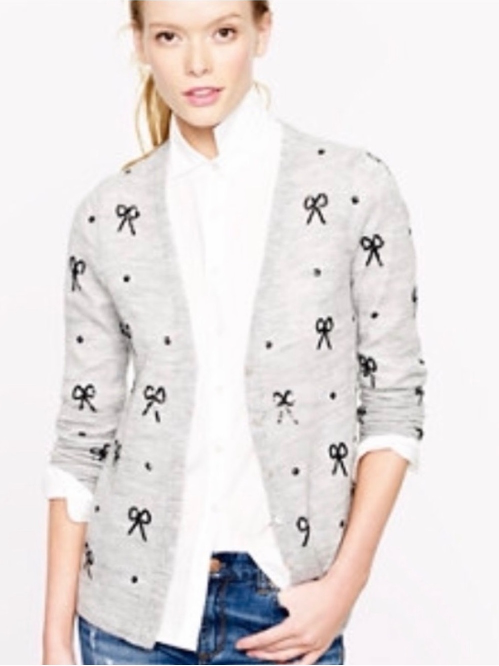 J.Crew Sequin Bow Cardigan- Italian
Spun Alpaca Blend